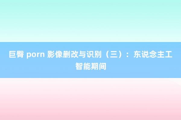 巨臀 porn 影像删改与识别（三）：东说念主工智能期间