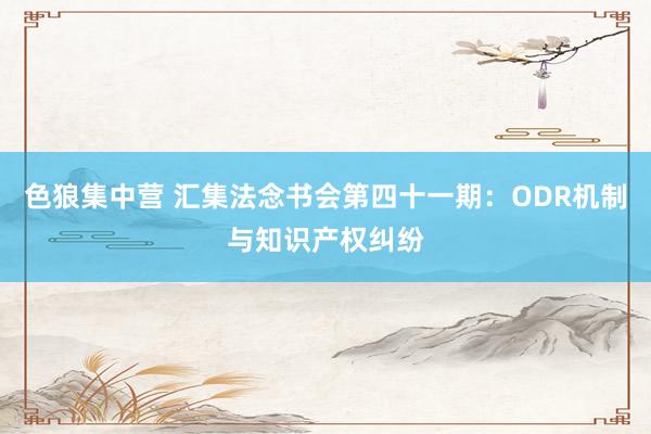 色狼集中营 汇集法念书会第四十一期：ODR机制与知识产权纠纷