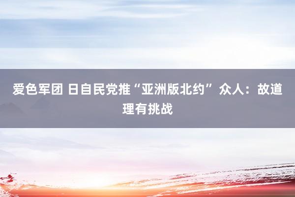 爱色军团 日自民党推“亚洲版北约” 众人：故道理有挑战