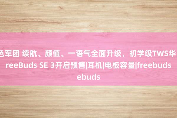 爱色军团 续航、颜值、一语气全面升级，初学级TWS华为FreeBuds SE 3开启预售|耳机|电板容量|freebuds