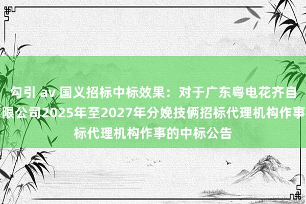 勾引 av 国义招标中标效果：对于广东粤电花齐自然气热电有限公司2025年至2027年分娩技俩招标代理机构作事的中标公告