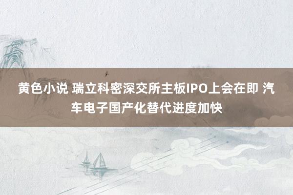 黄色小说 瑞立科密深交所主板IPO上会在即 汽车电子国产化替代进度加快