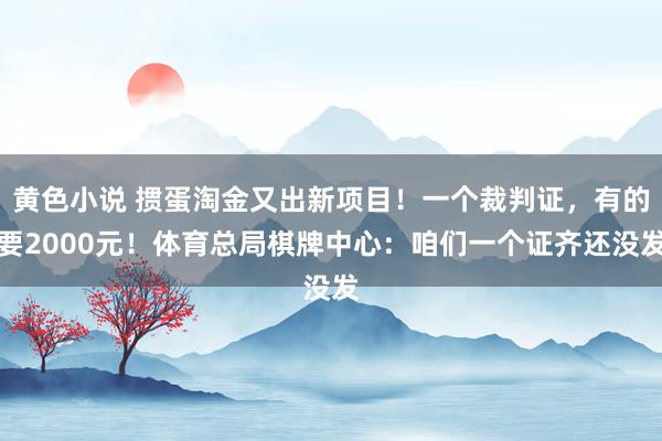 黄色小说 掼蛋淘金又出新项目！一个裁判证，有的要2000元！体育总局棋牌中心：咱们一个证齐还没发