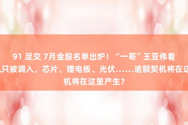 91 足交 7月金股名单出炉！“一哥”王亚伟看上的这几只被调入，芯片、锂电板、光伏……逾额契机将在这里产生？