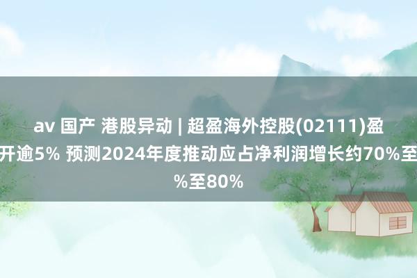 av 国产 港股异动 | 超盈海外控股(02111)盈喜高开逾5% 预测2024年度推动应占净利润增长约70%至80%